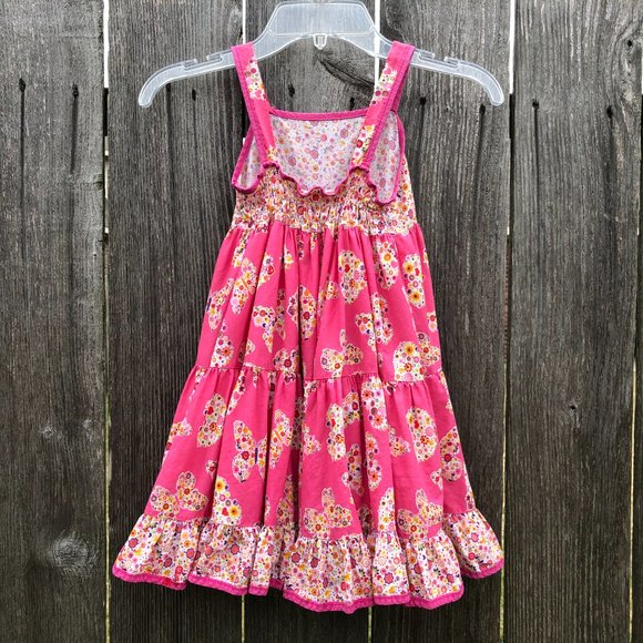 Les Filles de Provence Girl's Sun Dress Pink Floral Cotton Butterflies 4Y - Picture 4 of 6